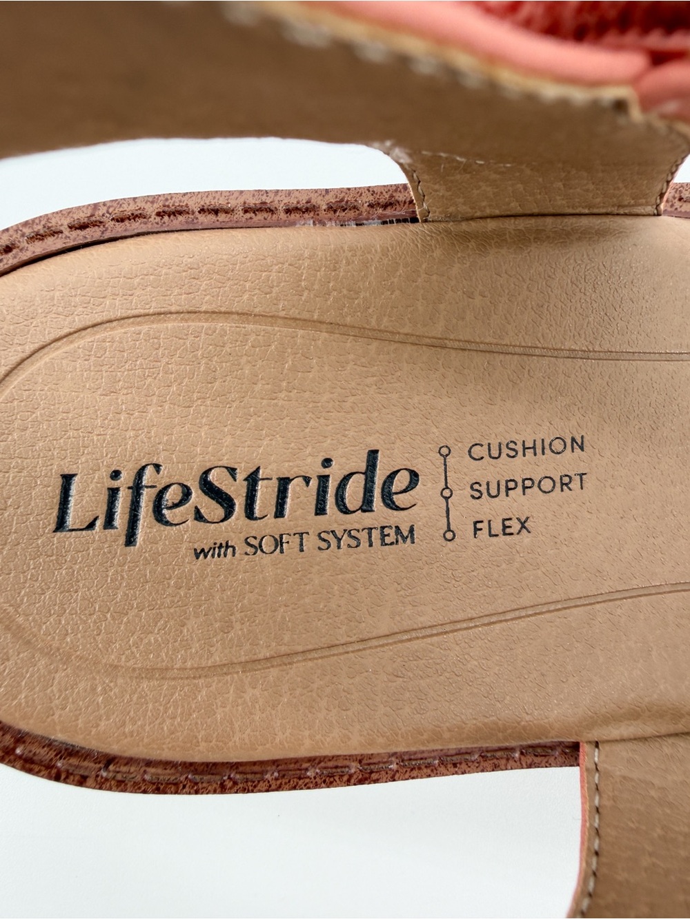 LifeStride Waverly Strappy Platform Sandals Hook & Loop Coral Pink 6W WIDE NEW - Picture 14 of 16